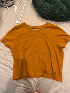 Madewell Mustard Short Sleeve Crop Tee